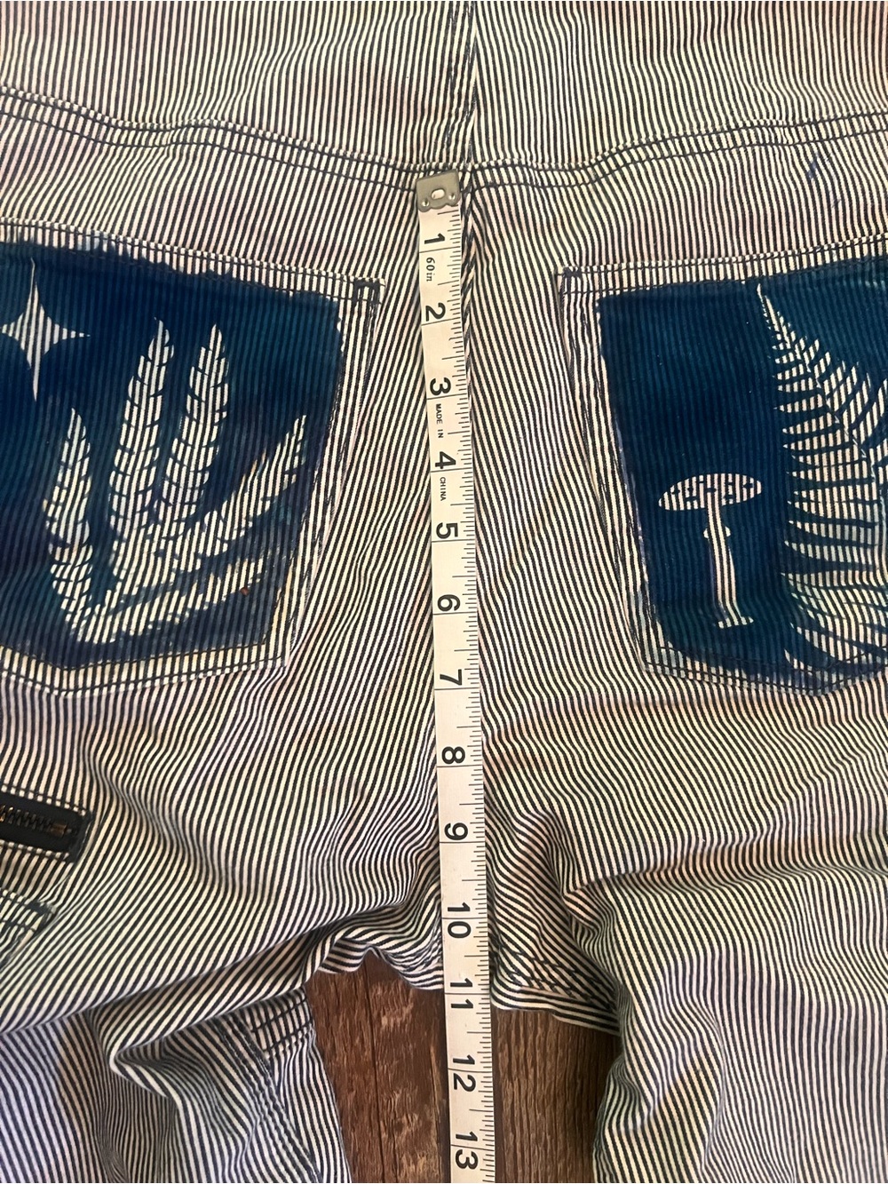 Striped Dovetail Overalls with Cyanotype Floral Panels - Picture 7 of 7
